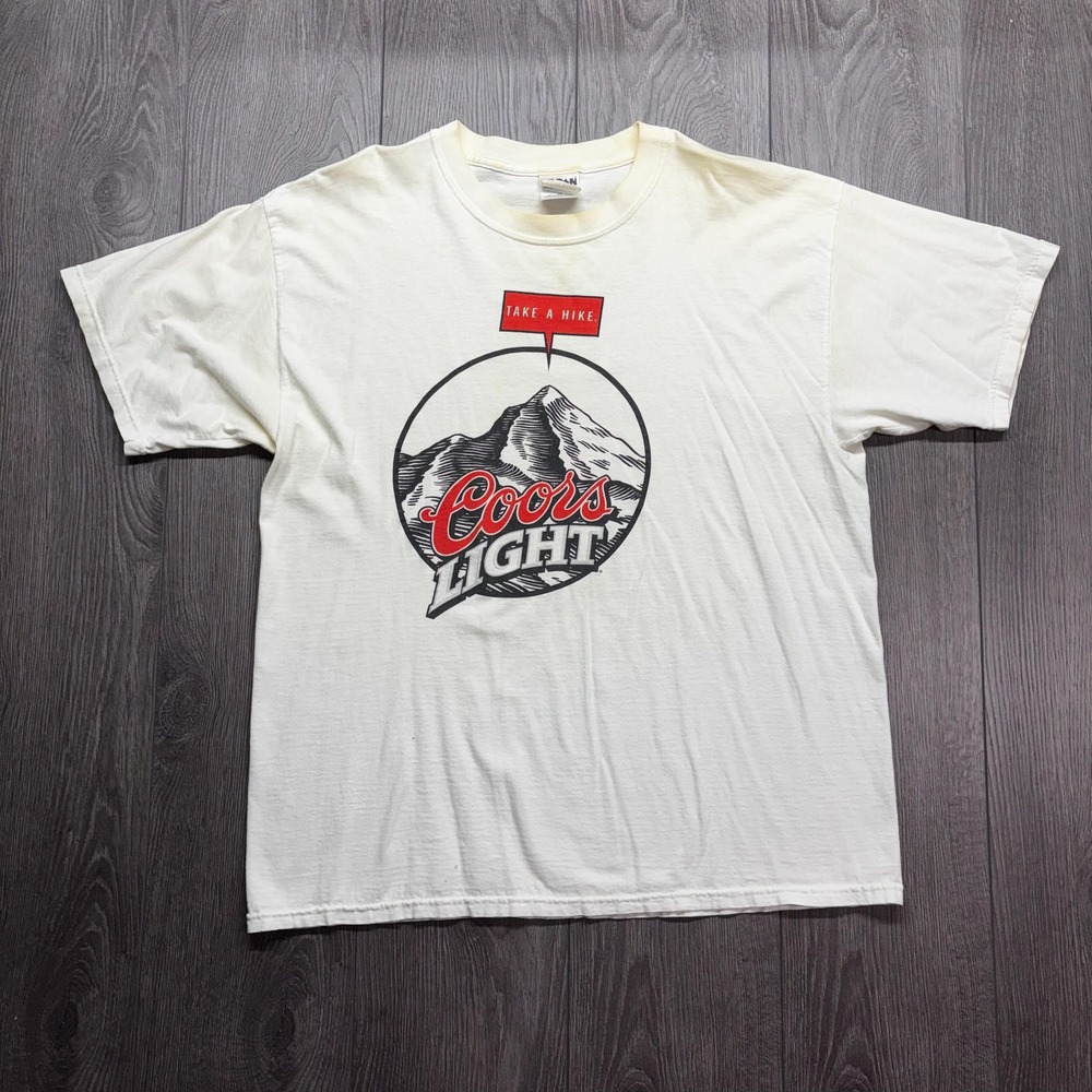 Vintage Coors Light Hike T Shirt XL White Extra Large Graphic Beer 1990s